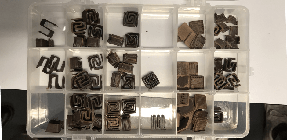 Chocolates in different geometric designs.